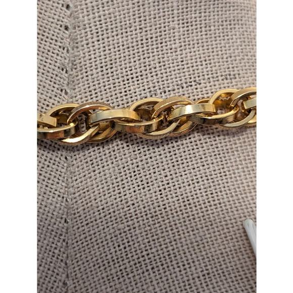 60s to 70s Mod Style Round Disk Cut Out Pendant Chunky Chain Gold Tone Necklace - Picture 5 of 8